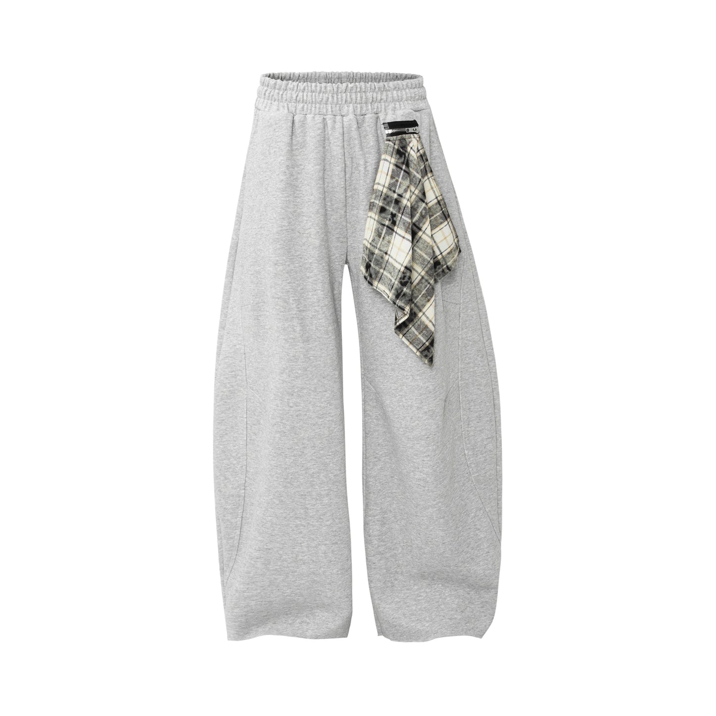 Retro Detachable Plaid Square Scarf Loose Wide-leg Pants