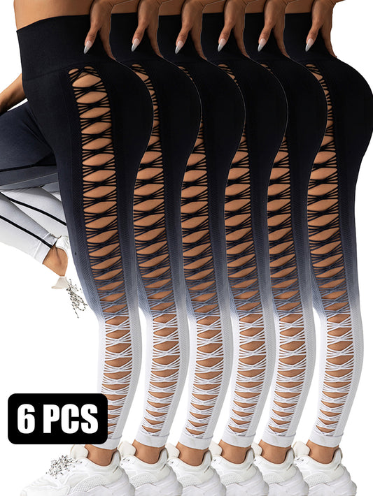 6PACK Gradient Butterfly Cutout Long Pants