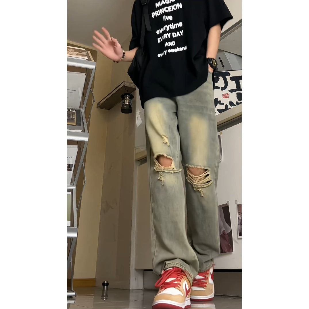 American Retro Washed Jeans For Men