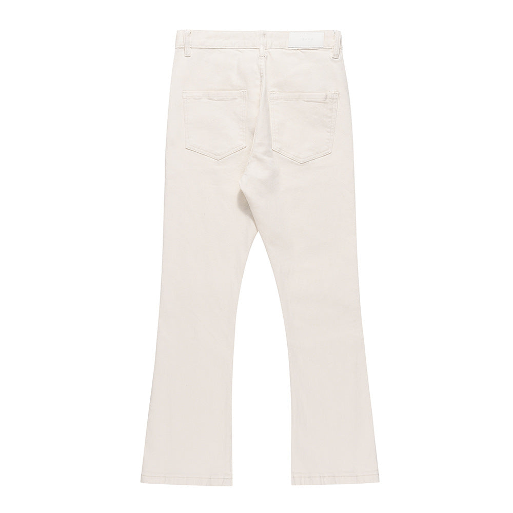 Solid Color Slightly Flared Jeans Men
