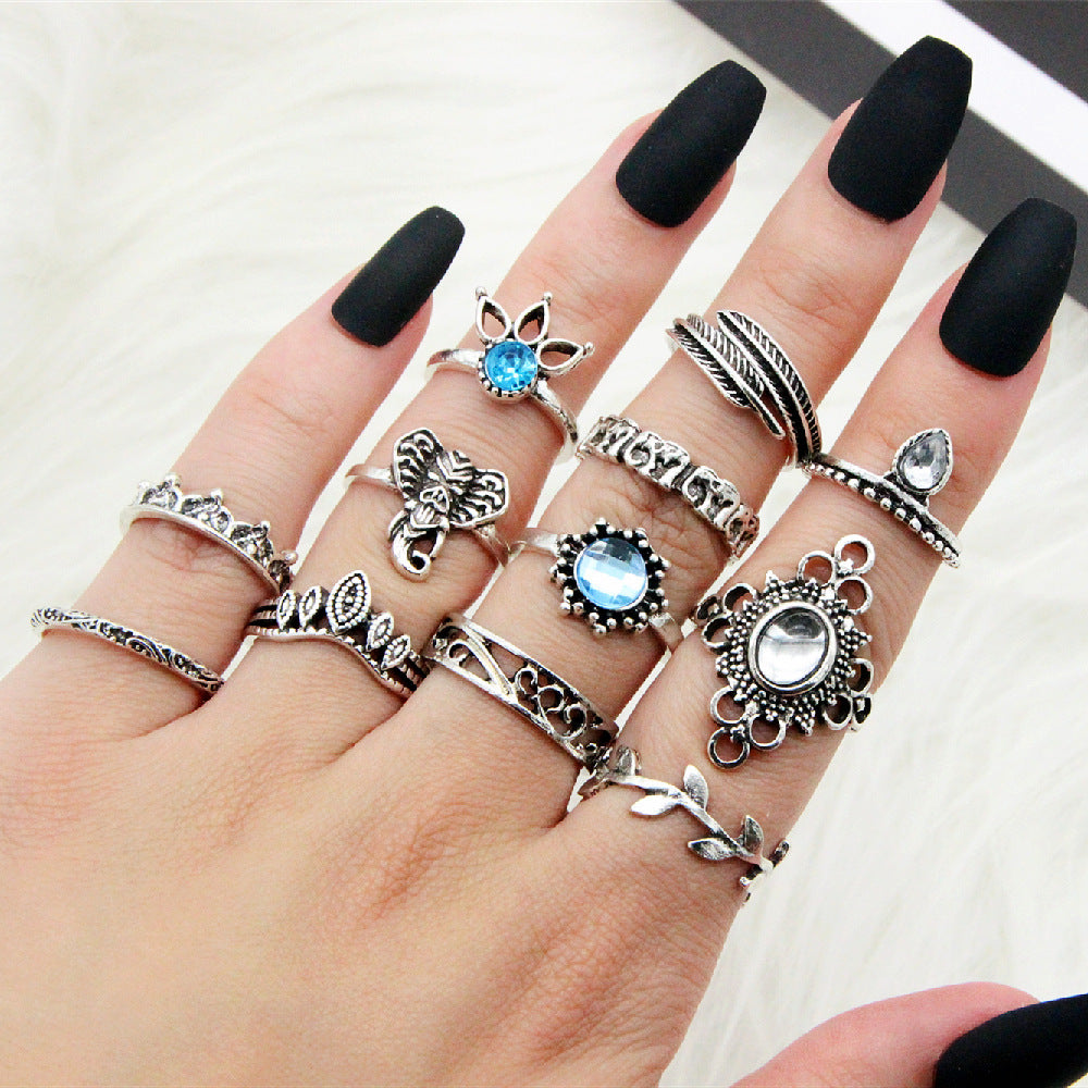 Ethnic Boho Vintage Gemstone Elephant Ring