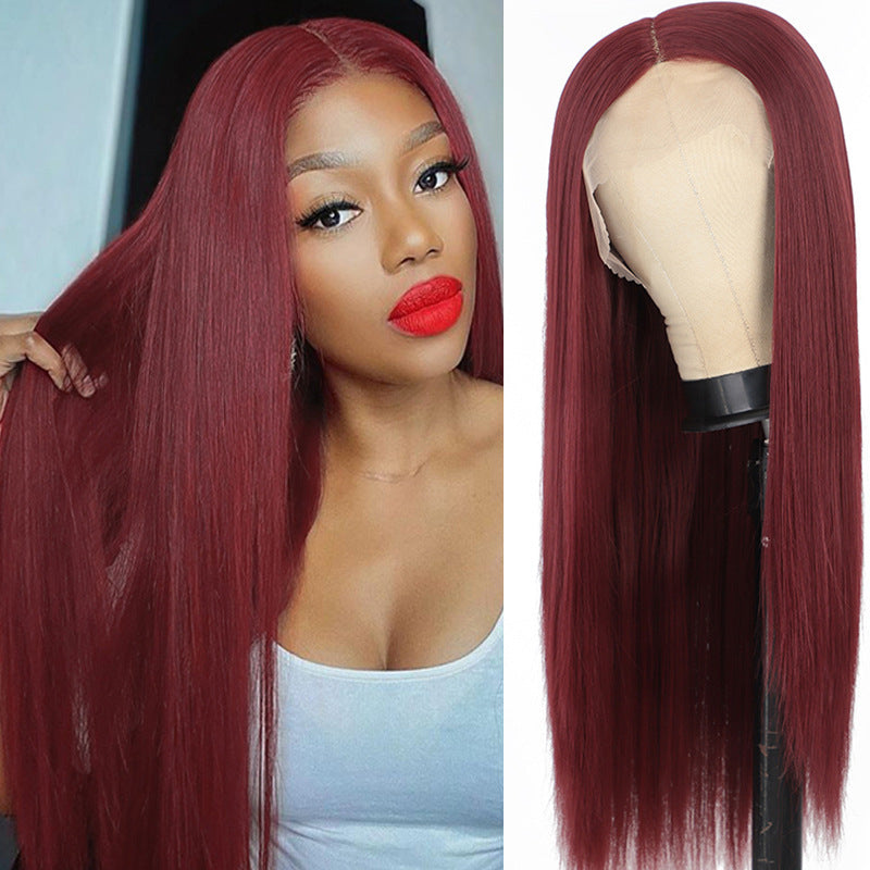 Women's Lace Front Long Straight Wig Head Cover