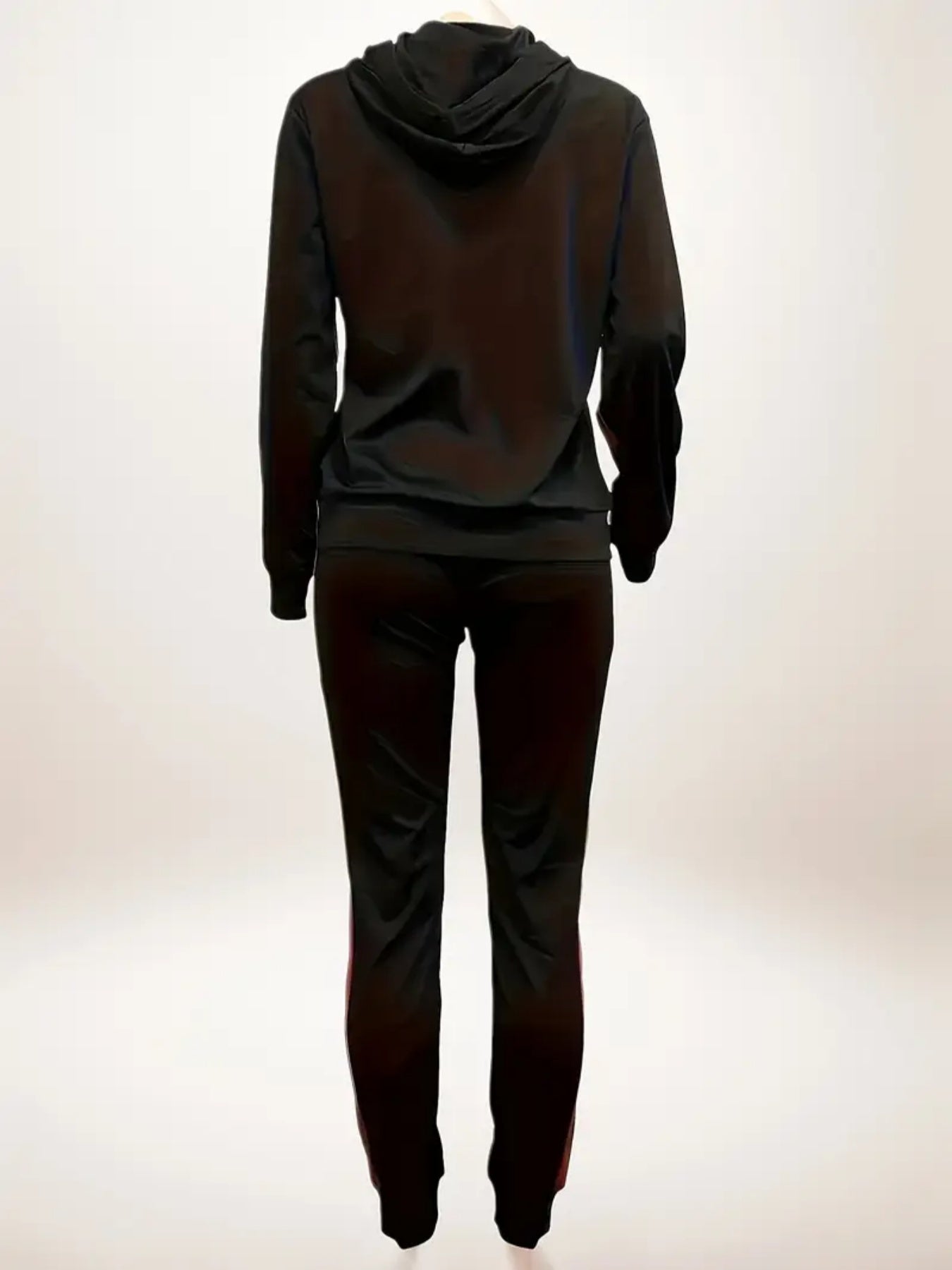 2025 Large New Women's Camouflage Printed Hoodie And Jogging Set, Casual Two Piece Set, Zippered Hoodie, Long Sleeve, And Red Black Stretch Pants