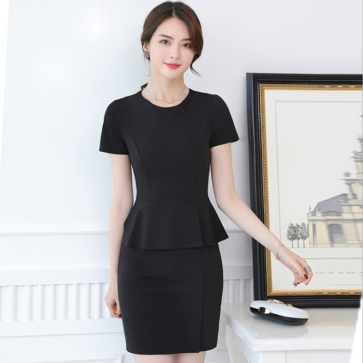Summer Temperament Short Sleeve Slimming False Two-piece Dress