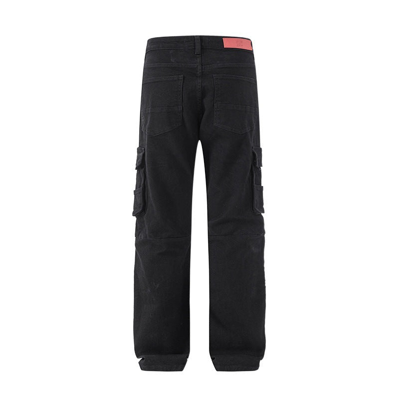 Multi-Pocket Workwear Jeans Men's Loose Large Size Trousers