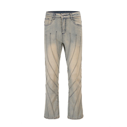 Topstitching Brushed White Jeans For Men