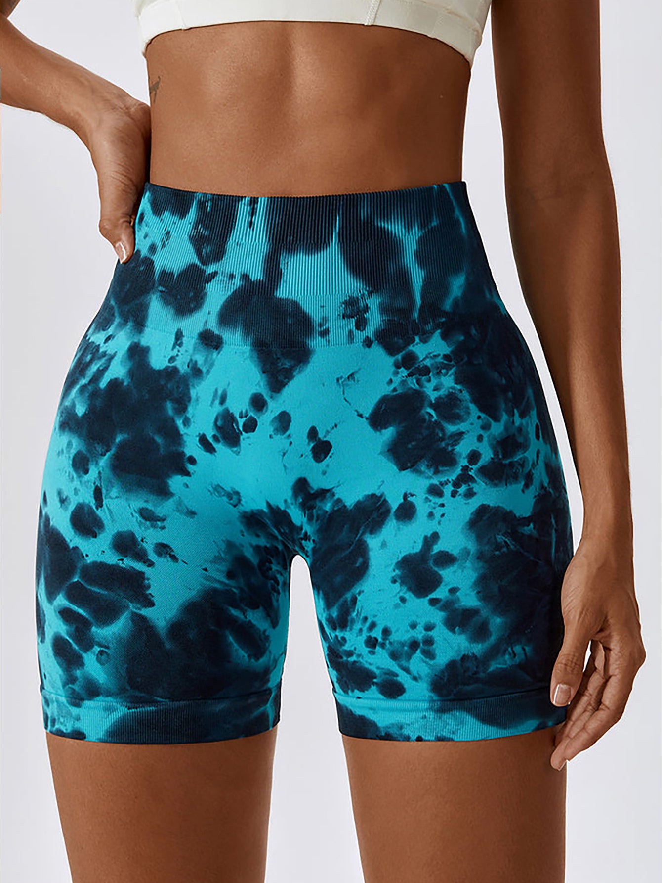 2 Pack Booty Shorts GYM ShortsTie Dye Yoga Shorts, Women High Waist Workout Shorts Seamless Yoga Sports Gym Tie Dye Shorts