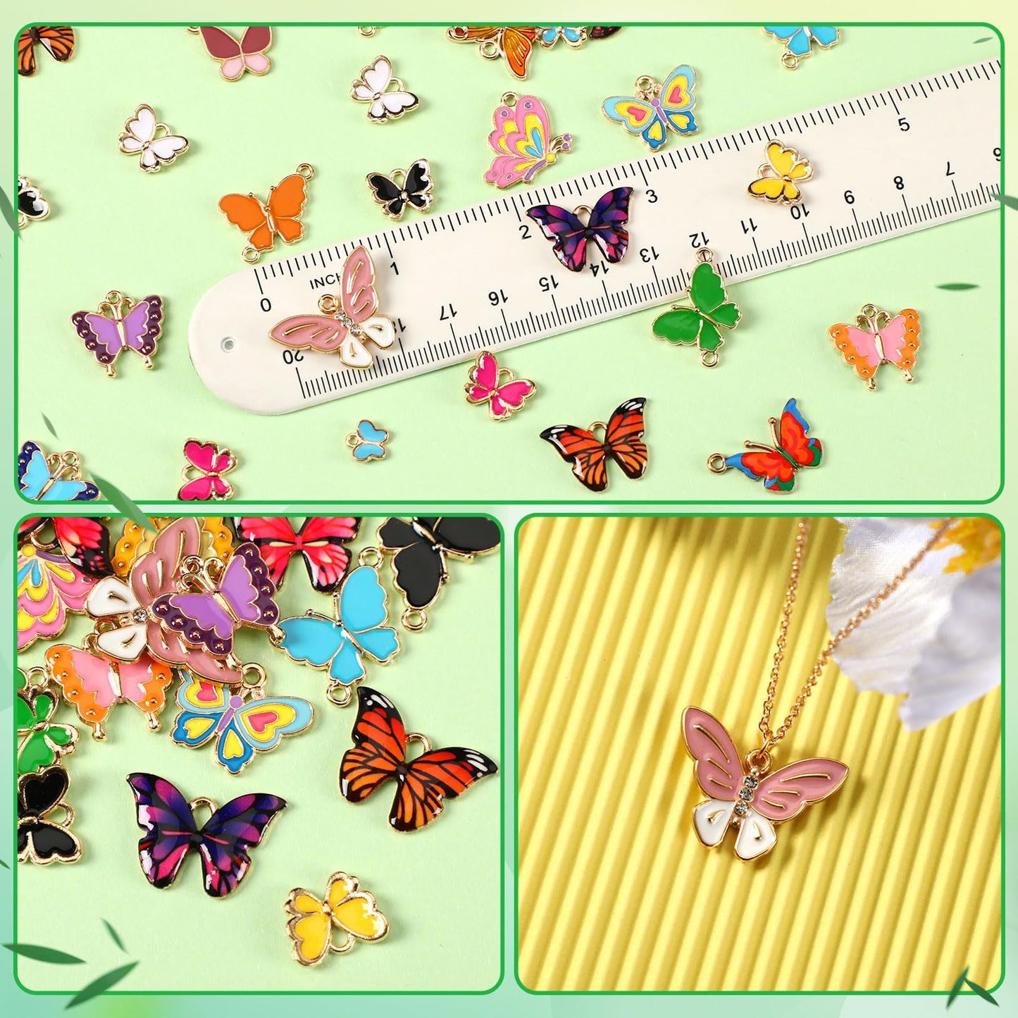 MARFOREVER 120 Pieces Butterfly Ornaments For Jewelry Making, All Kinds Of Gold Enamel Butterfly Pendants For DIY Necklaces, Brracelets, Earrings, Jewelry Making Supplies