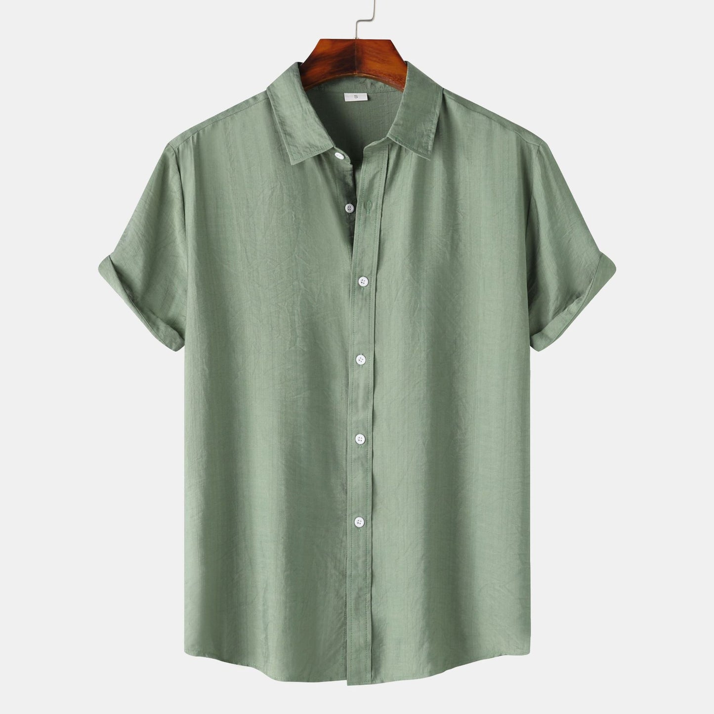 Teenagers Solid Color Short-sleeved Lapel Shirt Top