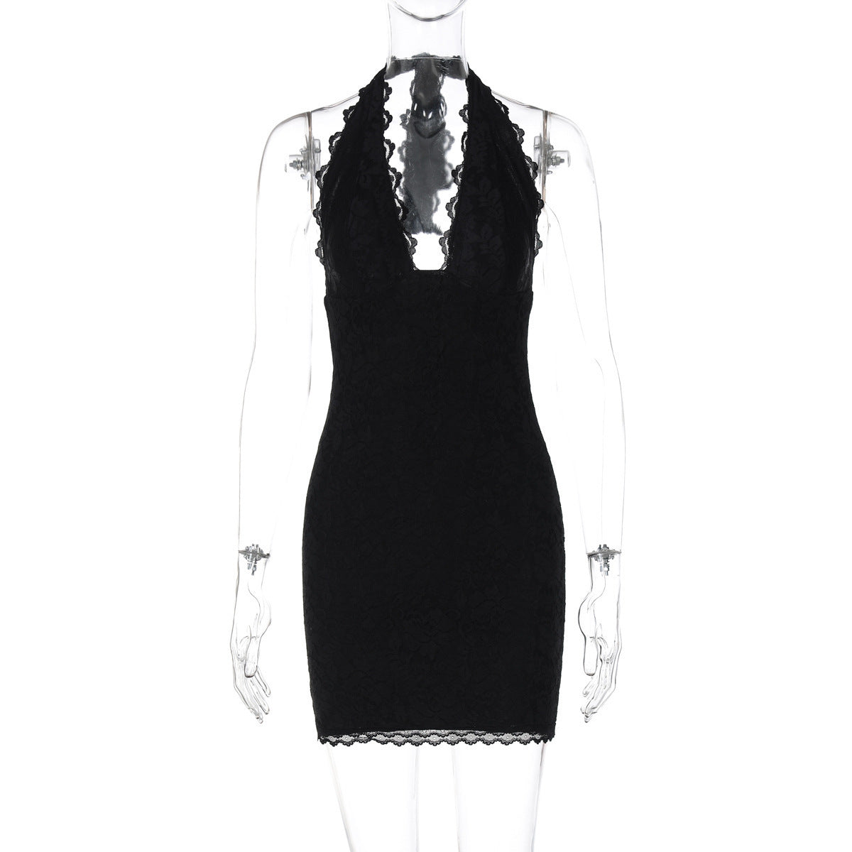 Women's Spring And Summer Lace Backless Lace-up Sheath Dress