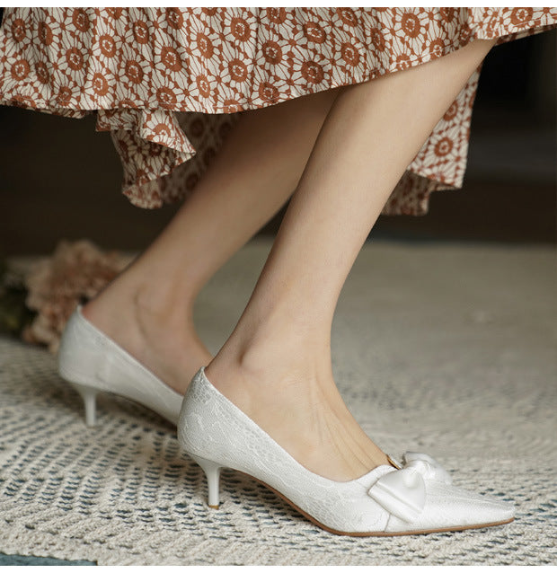 Women's High Heels Bow Wedding Stiletto Shoes