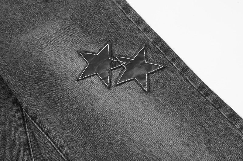 High Street Fashion Brand Star Patch Jeans For Men