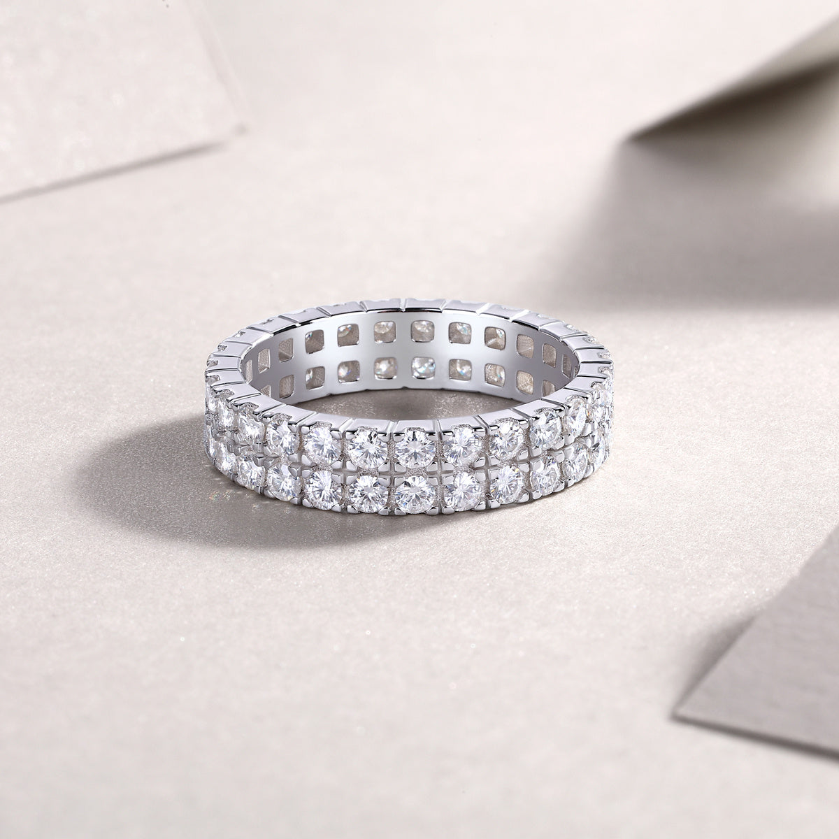Multi-row Diamond Ring Luxury Fashion Set Moissanite Silver Ring