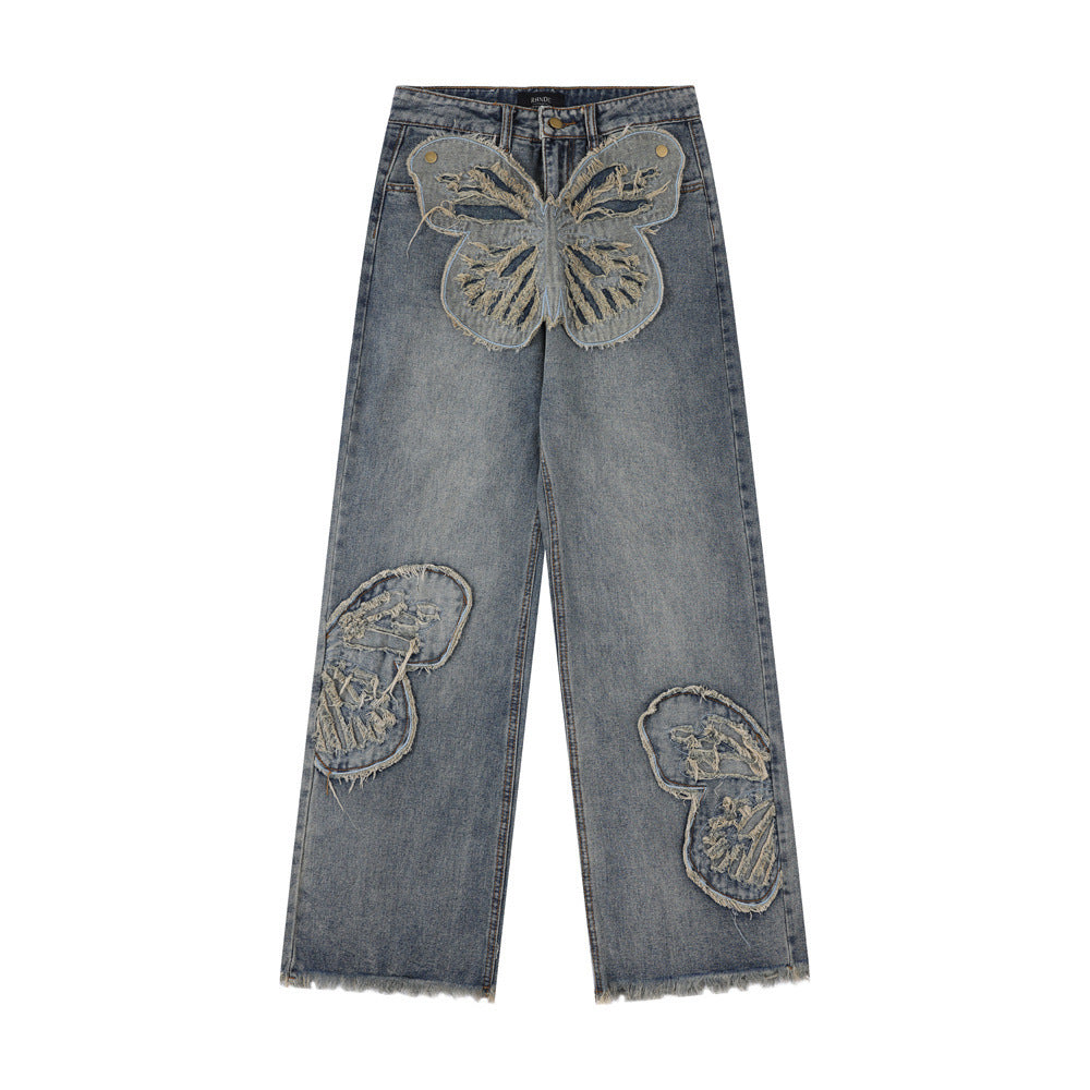 Butterfly Patch Decoration Jeans For Men