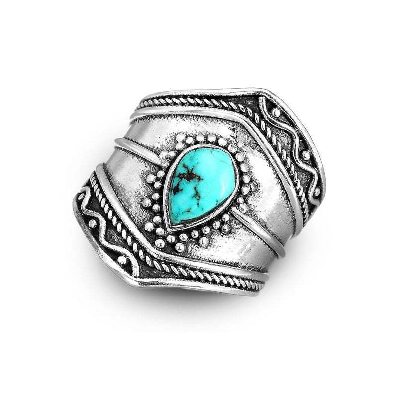 Vintage Boho Turquoise Irregular Ring