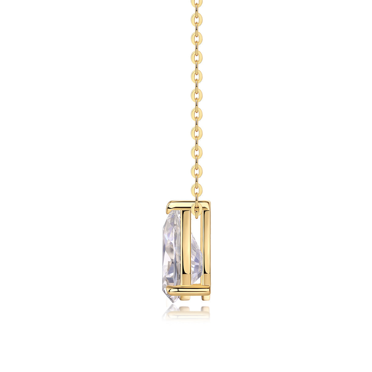 Under The Moon - A Fashionable And Trendy Diamond Pendant Necklace Set With Pear-shaped Moissanite S925 Sterling Silver And Gold Plating