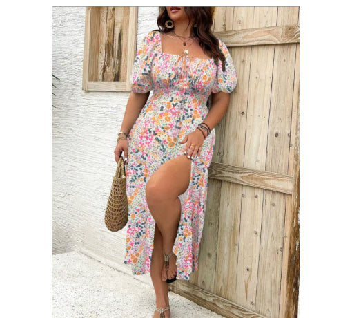 Women's Clothing Plus Size Floral Dress Summer
