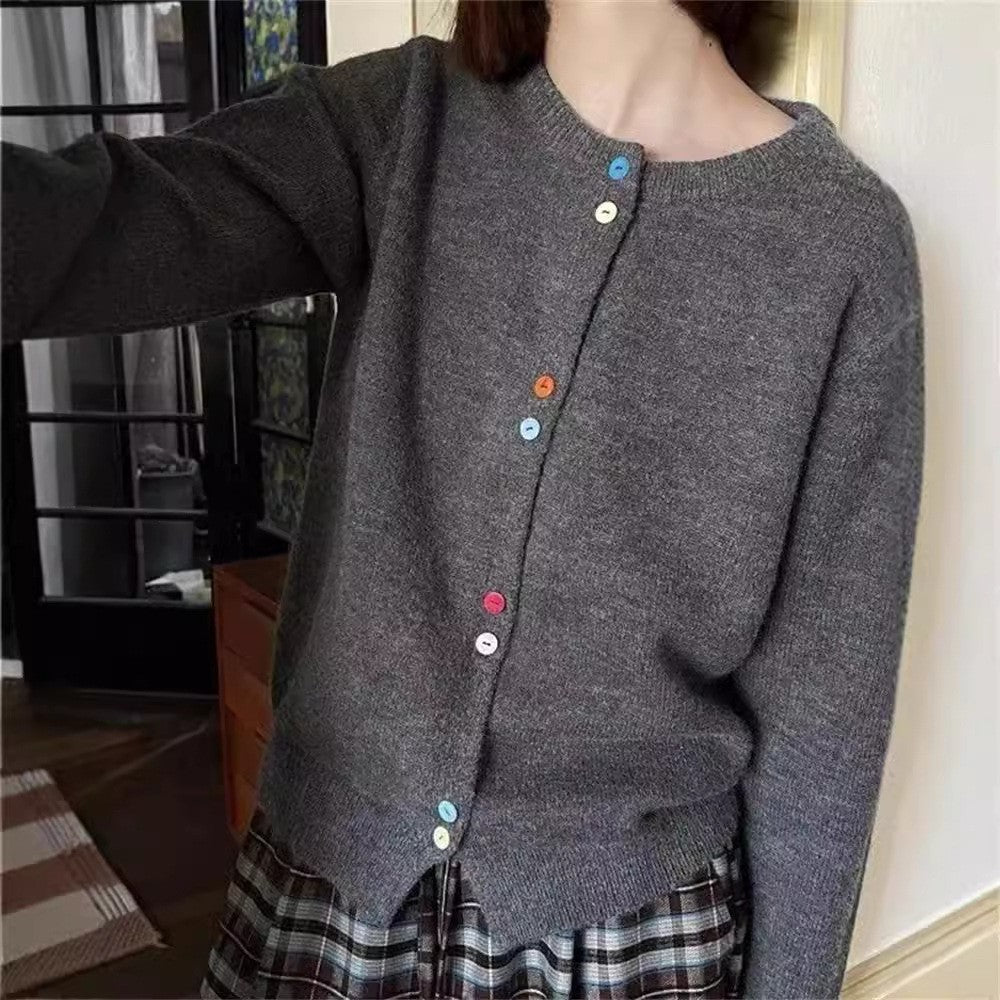 New Solid Color Loose And Lazy Style Cropped Sweater Coat