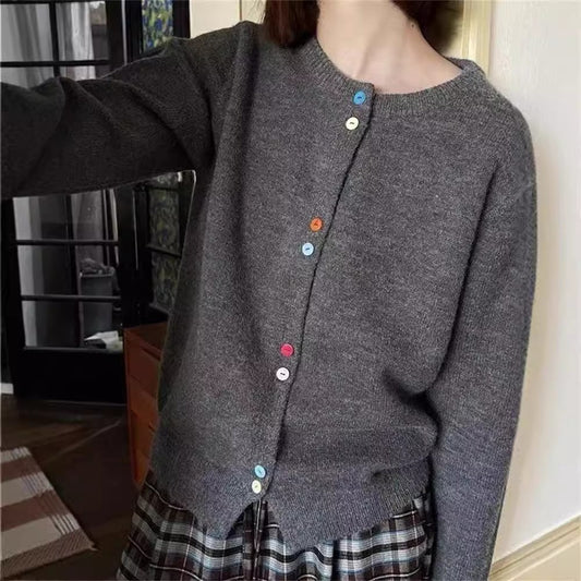 New Solid Color Loose And Lazy Style Cropped Sweater Coat