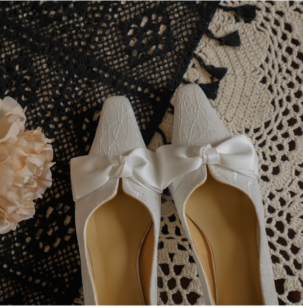 Women's High Heels Bow Wedding Stiletto Shoes