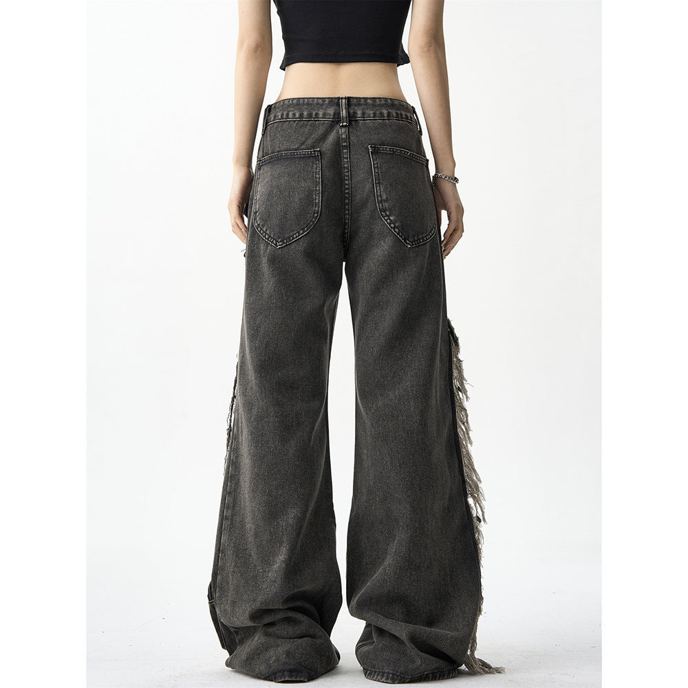 American High Street Niche Ripped Burr Cargo Jeans