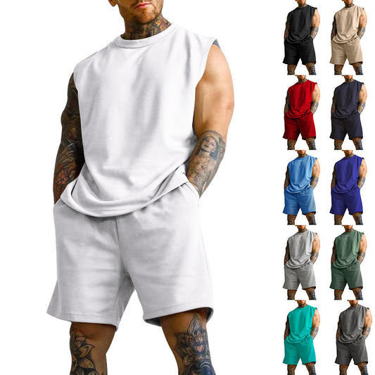 Sleeveless Sports Suit Men's Casual Thin Top Solid Color