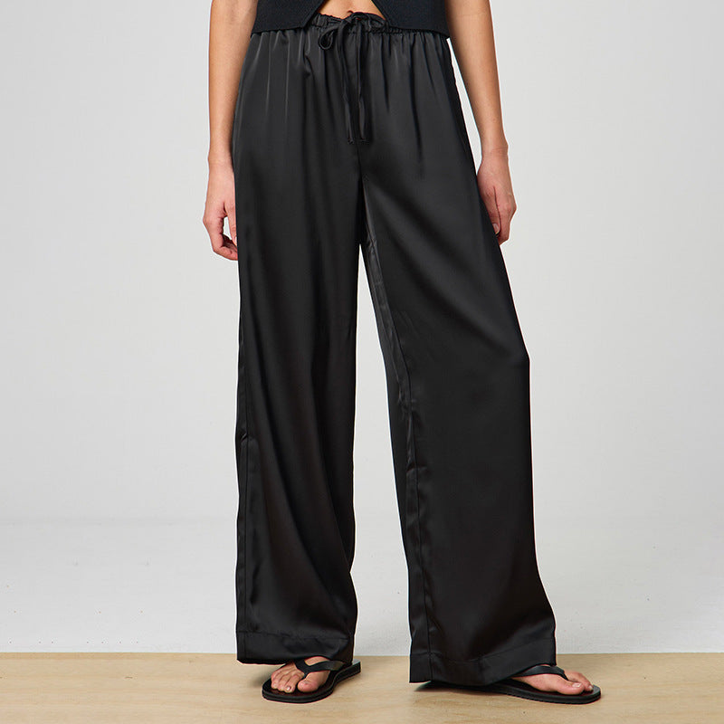 Women's Clothing Pure Color Tied Wide Leg Leisure All-matching Trousers