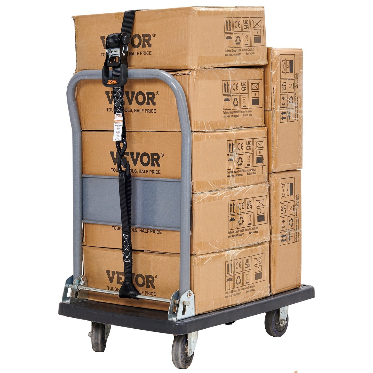 5208 Lb Max Break Strength, Includes 4 Premium 1.6 X 8 Rachet Tie Downs With Padded Handles, For Moving Securing Cargo, Appliances, Lawn Equipment, Motorcycle