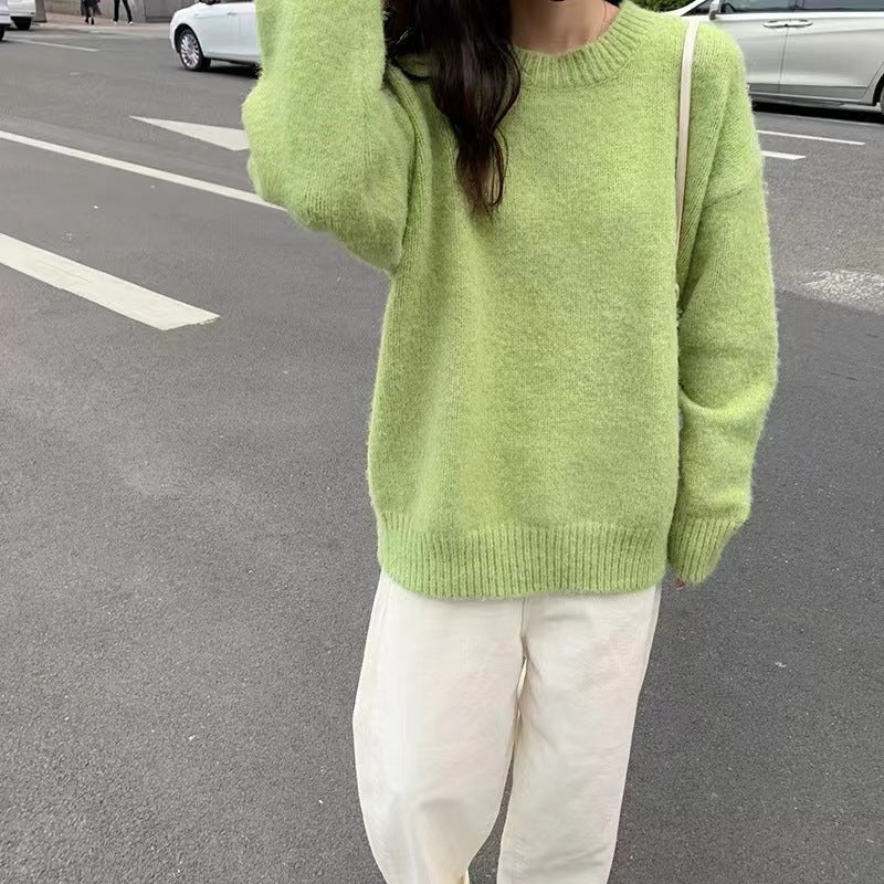 Candy Color Pullover Slimming Sweater Bottoming