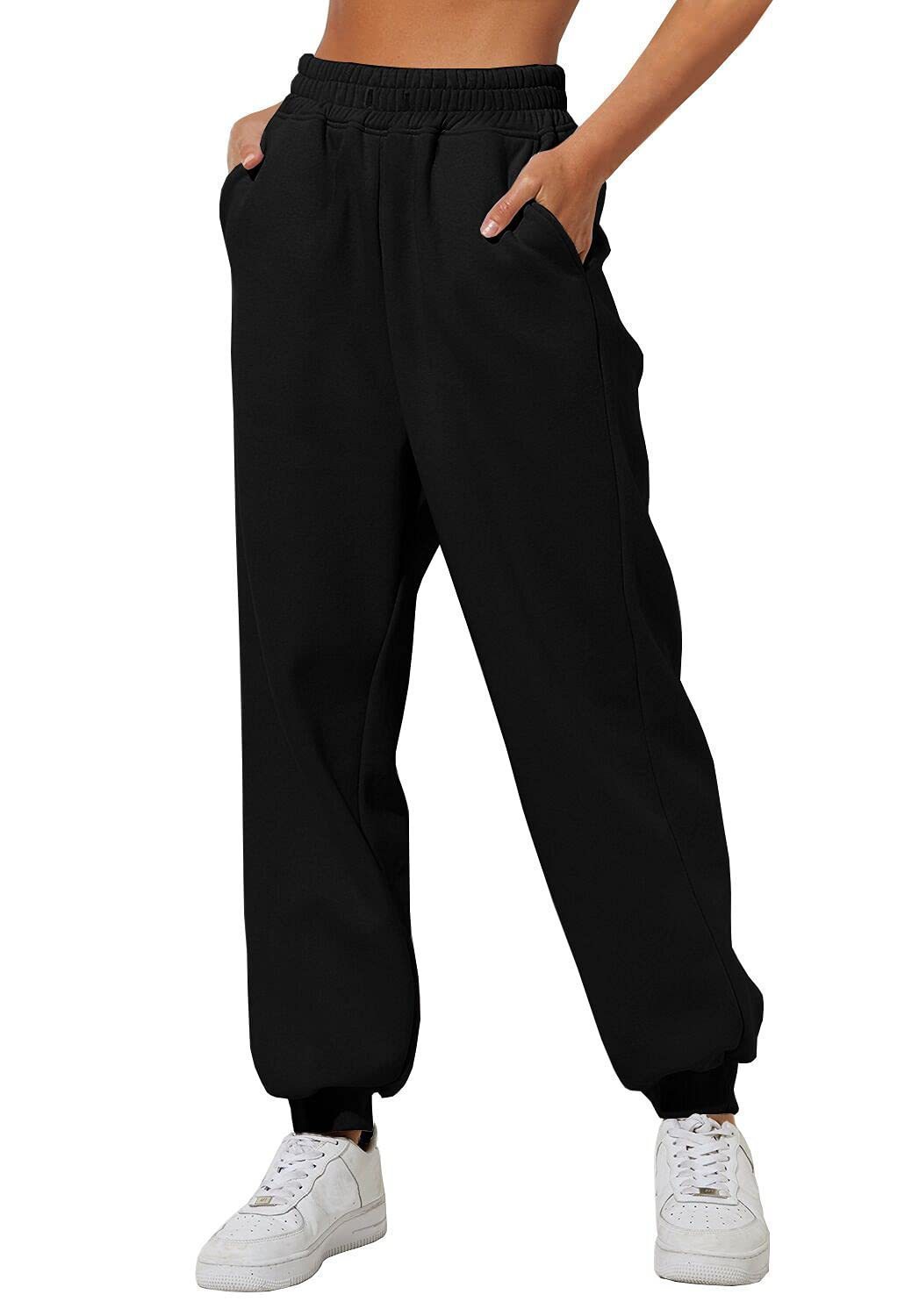 Women's High Waist Loose Sports Pants Comfortable High Waist Jogging Pants Casual Sweatshirt Pants With Pockets