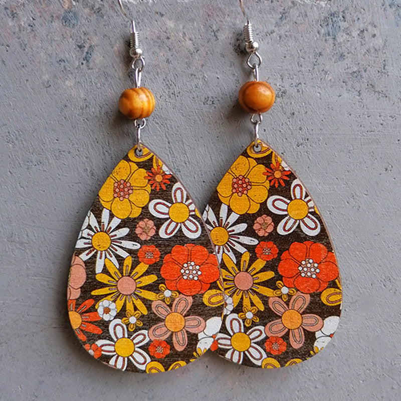 Vintage Ethnic Boho Drop Earrings Floral
