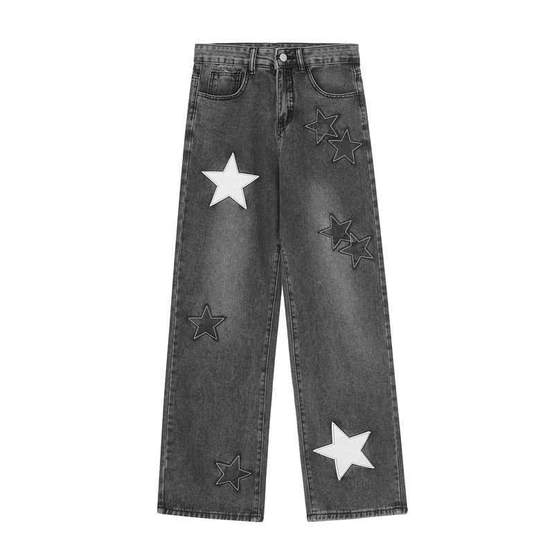 High Street Fashion Brand Star Patch Jeans For Men