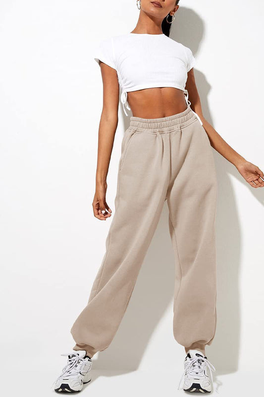 Women's High Waist Loose Sports Pants Comfortable High Waist Jogging Pants Casual Sweatshirt Pants With Pockets
