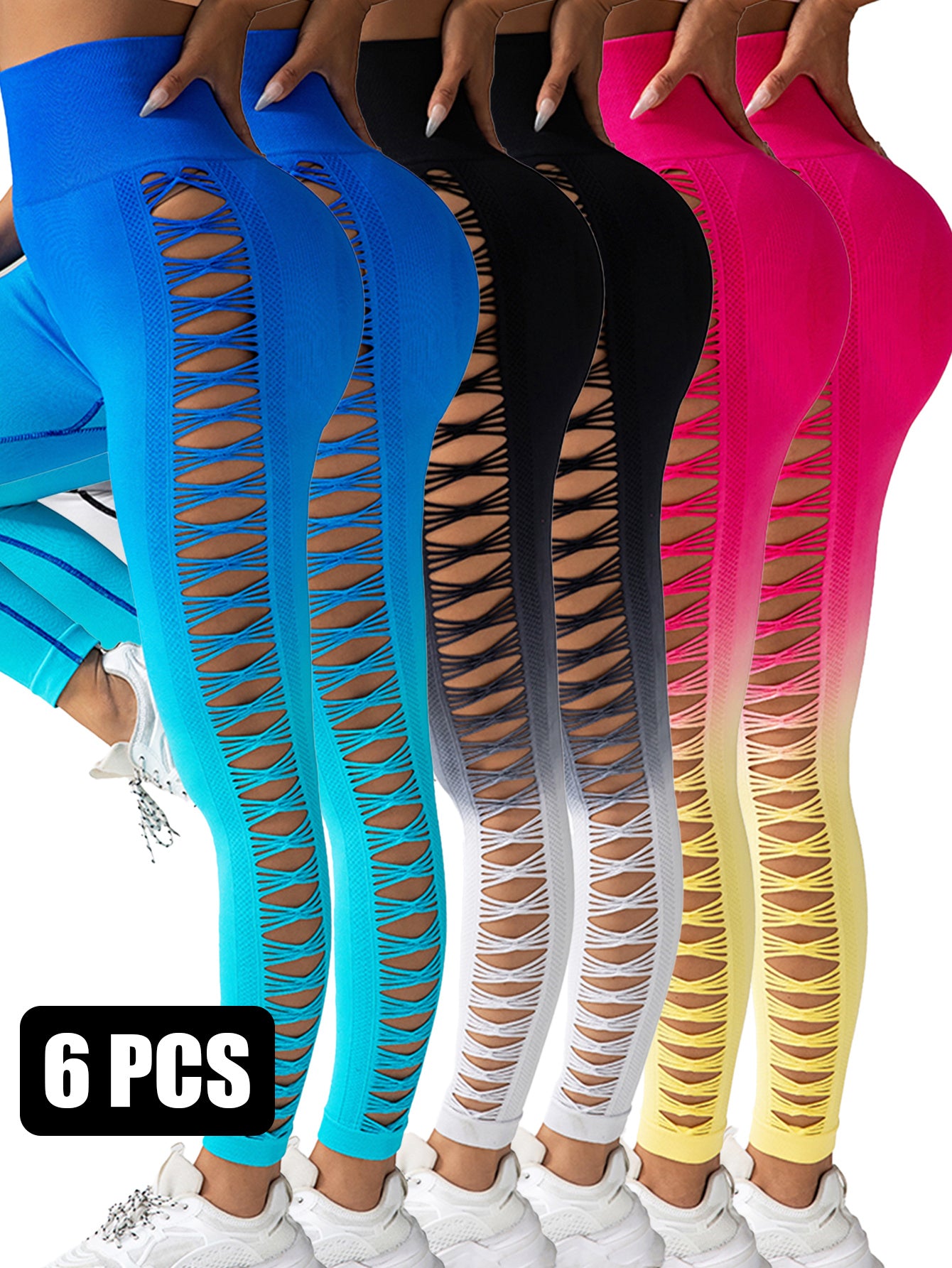 6PACK Gradient Butterfly Cutout Long Pants