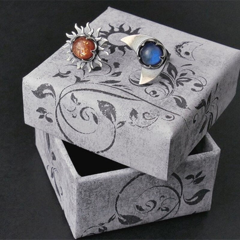 Sun Moon Jeweled Stud Earrings Vintage Fashion Boho