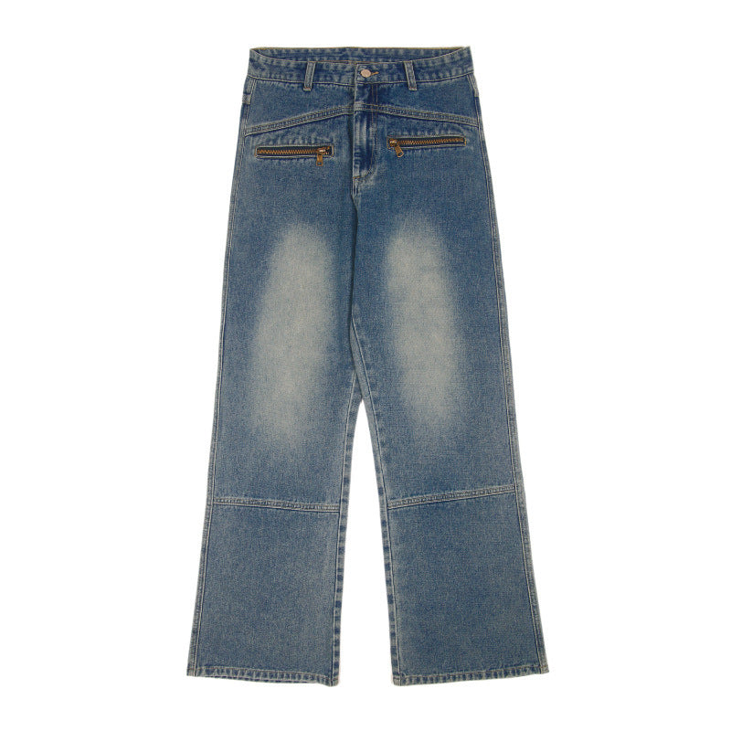 Fashion American Stitching Zipper Jeans Men