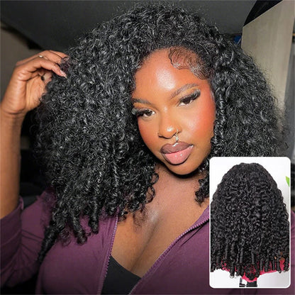 VSHOW Burmese Curly 3 IN 1 Half Wig Flip Over No Glue Install with Drawstring Beginner Friendly 100% Human Hair Natural Hairline