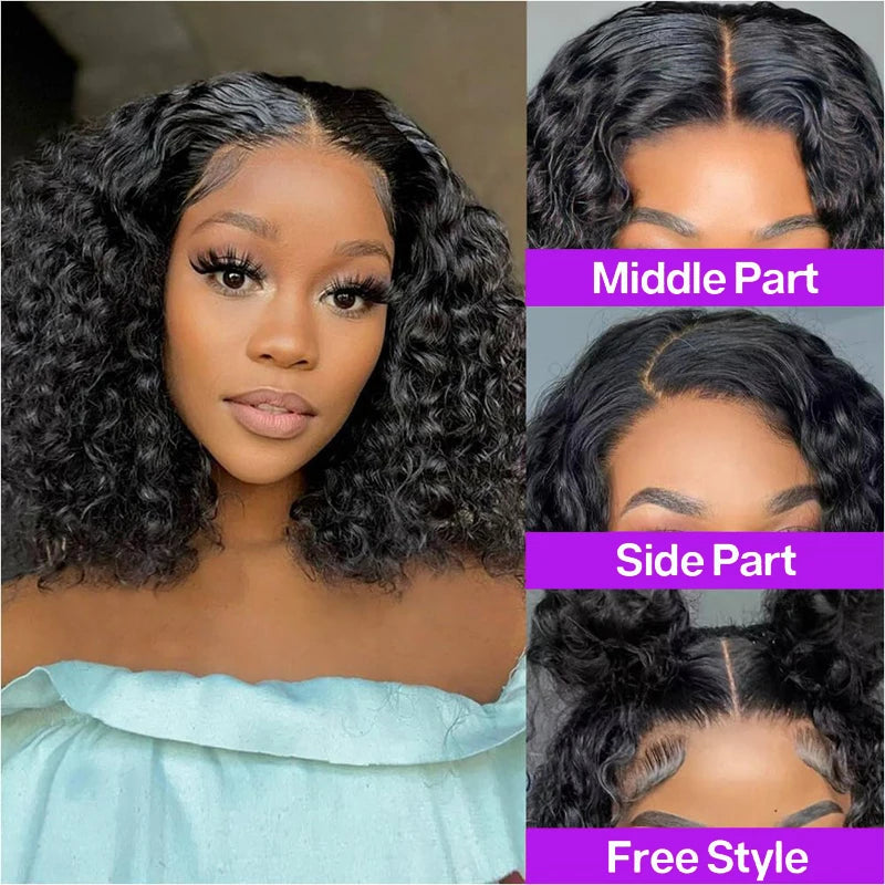 Jerry Curly Wigs 13x4 HD Lace Frontal Wig Glueless Remy Human Hair 4x4 Lace Closure Wig Water Wave Virgin Human Hair for Women