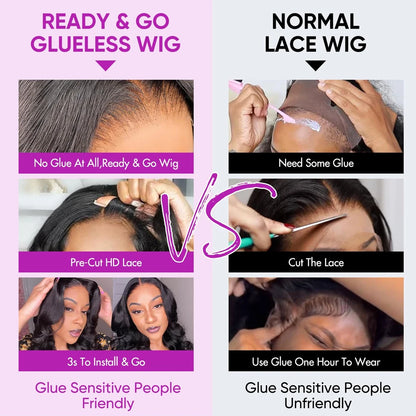 250% Density Glueless Deep Curly Wave Wig for Women Ready To Wear 5x5 HD Lace Closure Wig Pre Cut No Glue Human Hair Wigs