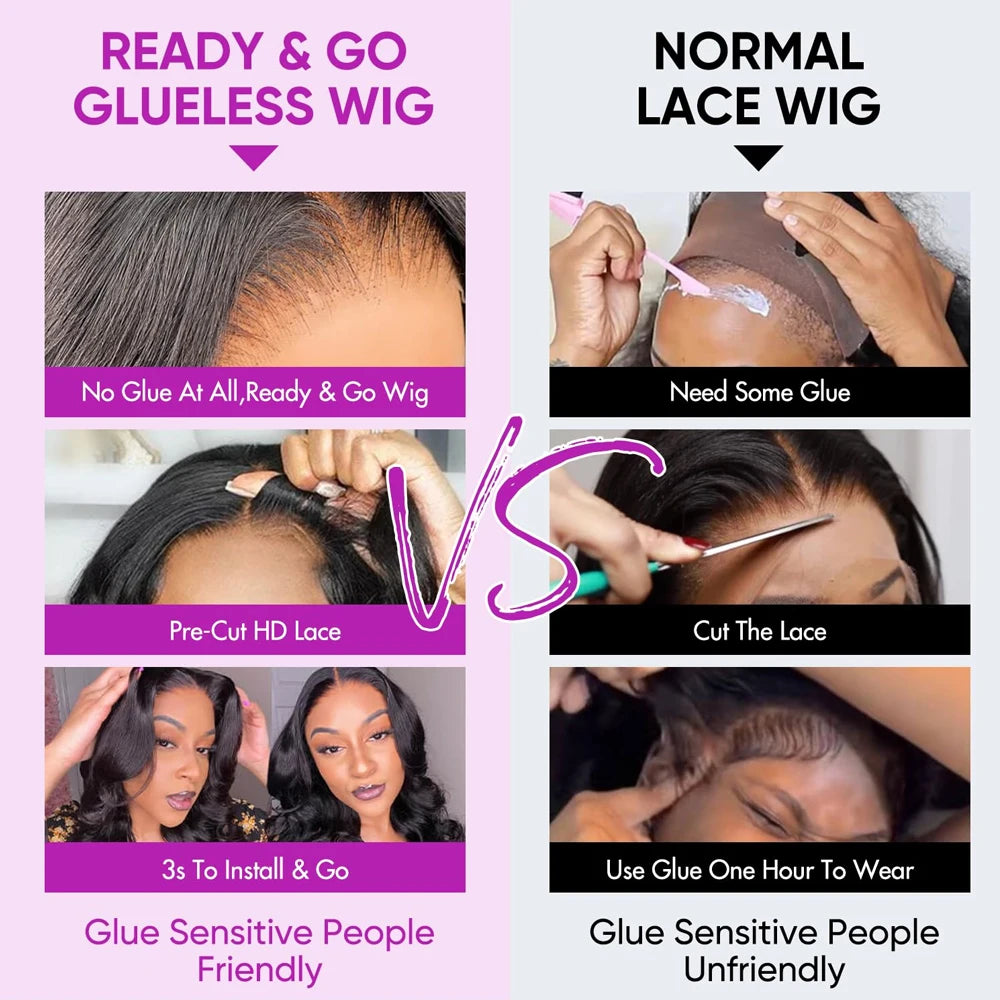 250% Density Glueless Deep Curly Wave Wig for Women Ready To Wear 5x5 HD Lace Closure Wig Pre Cut No Glue Human Hair Wigs