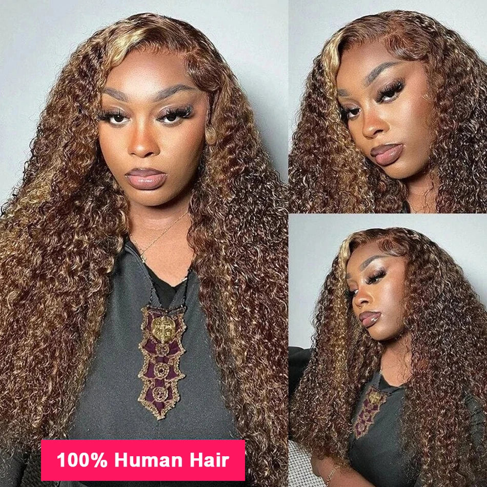 Highlight Wig Human Hair Ombre Hd Lace Wig 13x6 Deep Curly Lace Frontal Human Hair Wig Brazilian 13x4 Water Wave Wigs For Women