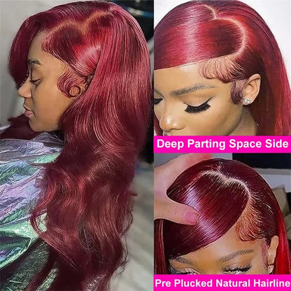 Burgundy 13x6 Hd Lace Frontal Human Hair Wigs 30 Inch 99J Brazilian 13x4 Hd Lace Front Body Wave Human Hair Wigs for Women Wig