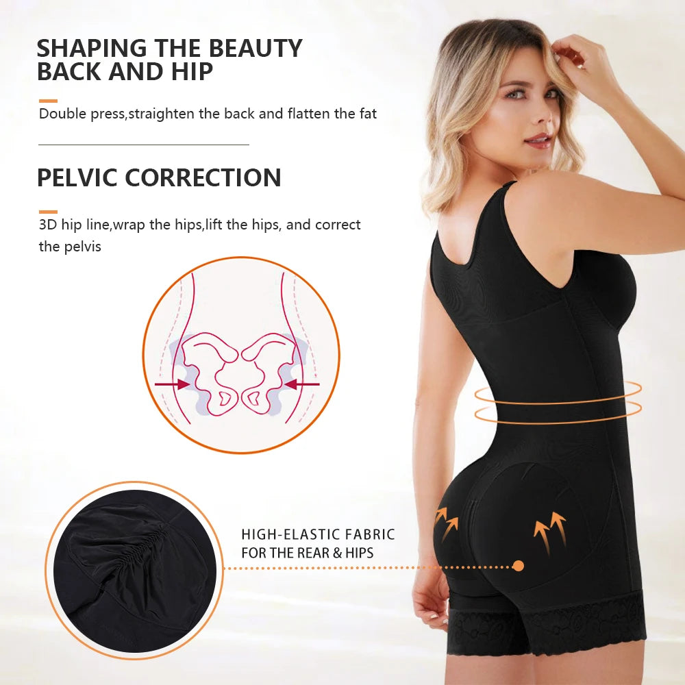 Full Body Shaper High Compression Shapewear Girdle With Brooches Bust For Postpartum Slimming Sheath Belly Fajas Colombianas