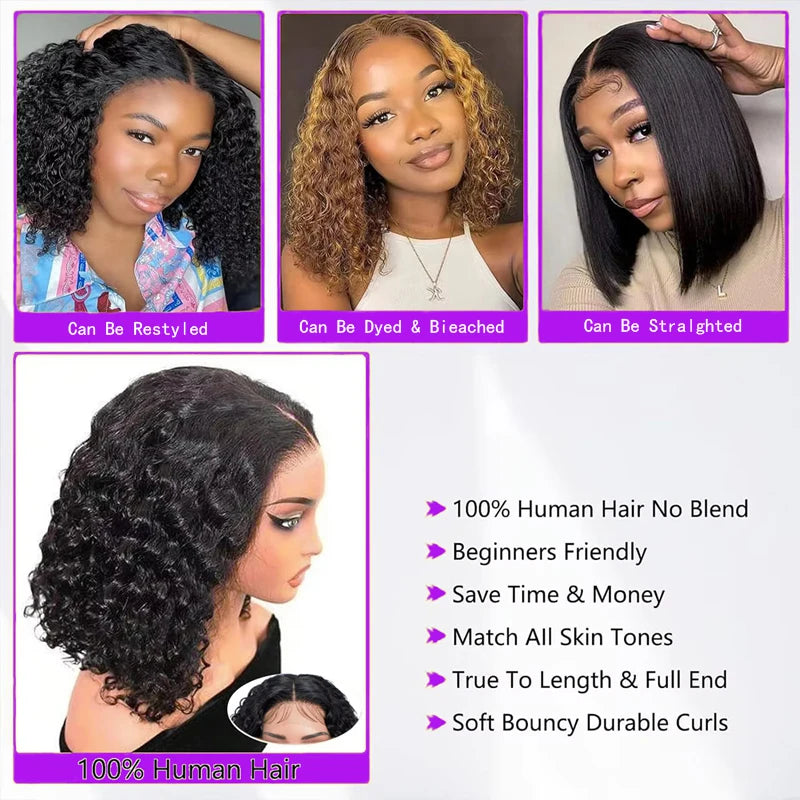 Jerry Curly Wigs 13x4 HD Lace Frontal Wig Glueless Remy Human Hair 4x4 Lace Closure Wig Water Wave Virgin Human Hair for Women