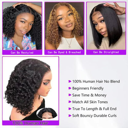 Jerry Curly Wigs 13x4 HD Lace Frontal Wig Glueless Remy Human Hair 4x4 Lace Closure Wig Water Wave Virgin Human Hair for Women