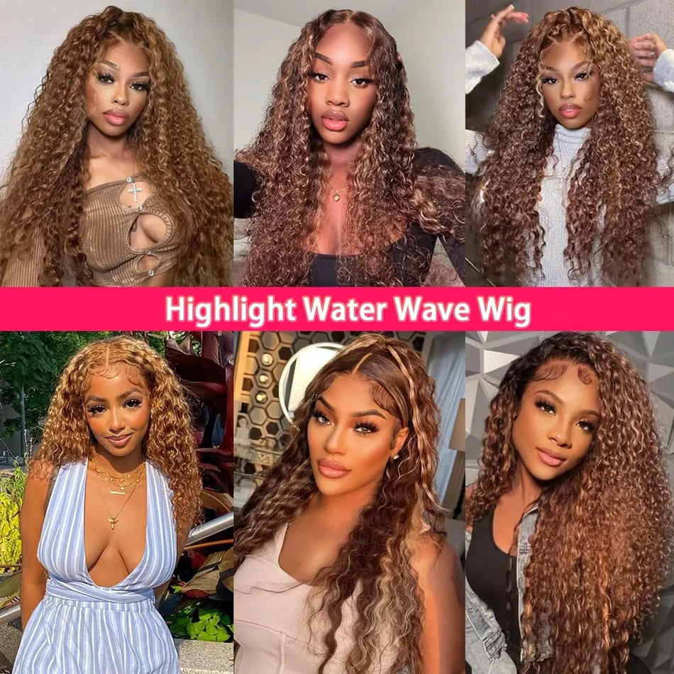 Highlight Wig Human Hair Ombre Hd Lace Wig 13x6 Deep Curly Lace Frontal Human Hair Wig Brazilian 13x4 Water Wave Wigs For Women