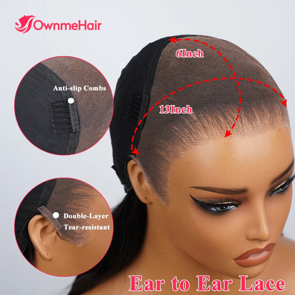 Real 100% Human Hair 13x6 Glueless Lace Wig Vietnames Bone Straight Hair Pre Plucked Bleached Knots Ready to Wear and Go 32Inch