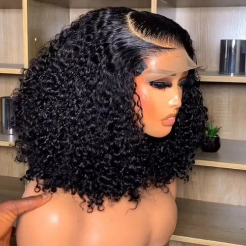 200% Density Curly Short Bob Wig Deep Wave Human Hair Bob Wigs 13x4 Lace Frontal  4x4 Lace Closure Wig Deep Curly Short Bob Wigs
