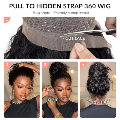 Invisible Strap HD 360 Full Lace Glueless Wigs Human Hair Deep Curly Wigs HD 360 Lace Frontal Wigs Wear and Go Glueless Wigs