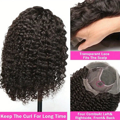 200% Density Curly Short Bob Wig Deep Wave Human Hair Bob Wigs 13x4 Lace Frontal  4x4 Lace Closure Wig Deep Curly Short Bob Wigs